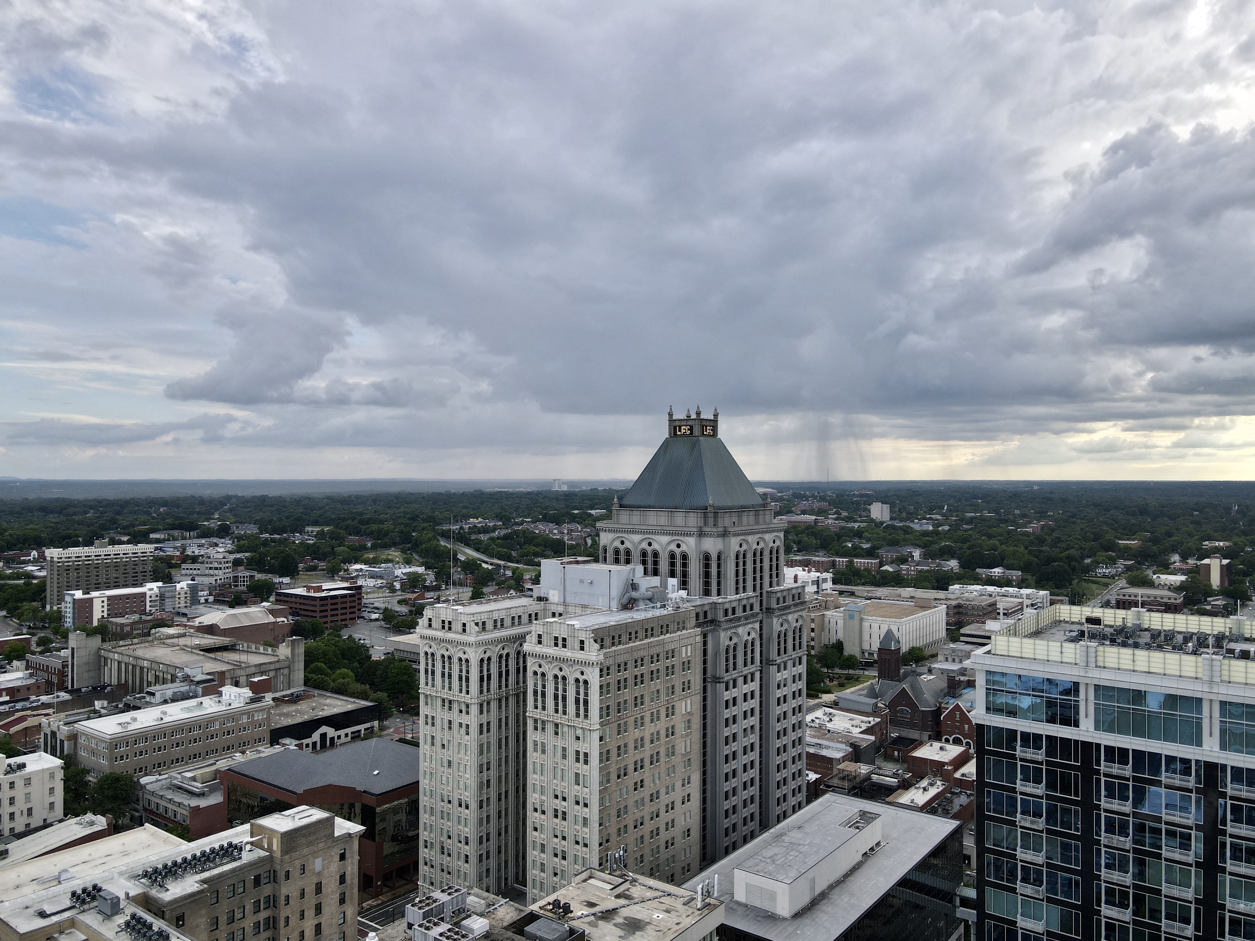 downtown Greensboro view from the sky